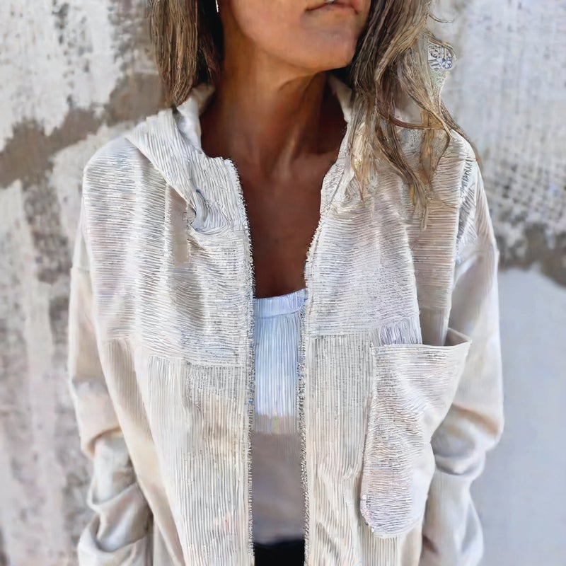 Corduroy Hooded Jacket Women Casual Outerwear Autumn - Image 1