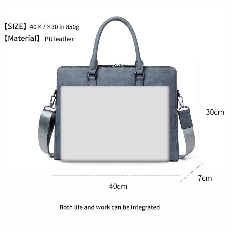 FSD.WG FSD. WG Business Bag Leather Messenger Bag Water Resistant Business Travel Briefcase Handbag Briefcase for Men - Image 5