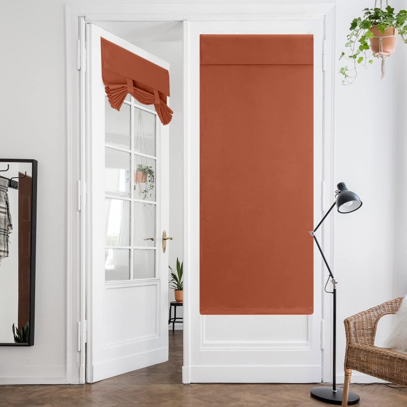 HOMEIDEAS HOMEIDEAS Burnt Orange French Door Curtain  Privacy Door Curtains for Door Window  French Door Blinds for Glass Door  Thermal Insulated Tie Up Shades Window Curtains for Bedroom  26 X 68 Inch 1 Panel - Image 1