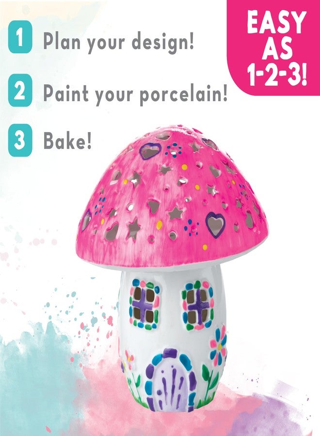 MindWare Paint Your Own Fairy Mushroom House Light - Craft Kit Includes 2 Tea Lights, Paint, Brushes and Instruction Guide - Image 4