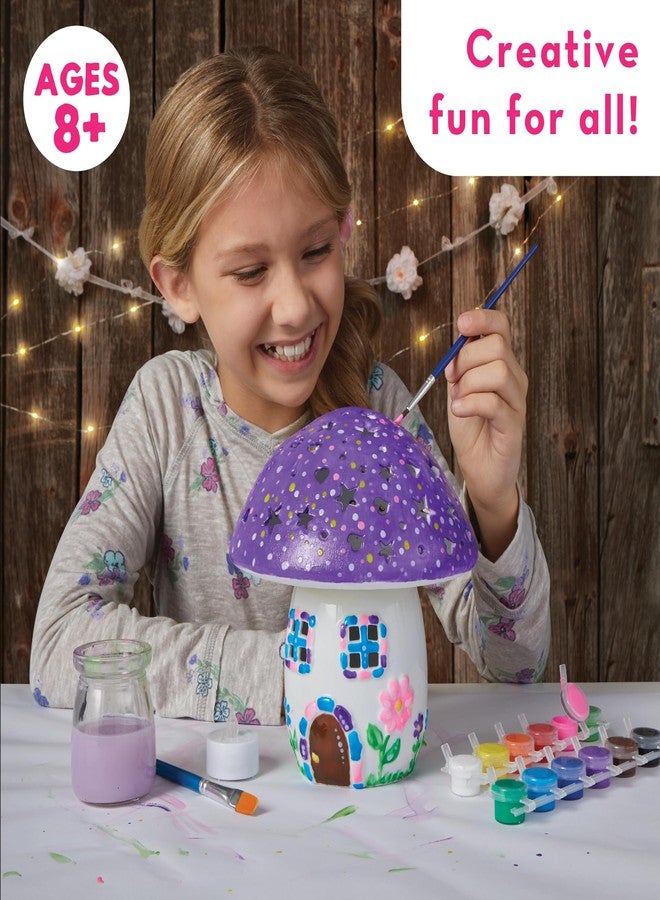 MindWare Paint Your Own Fairy Mushroom House Light - Craft Kit Includes 2 Tea Lights, Paint, Brushes and Instruction Guide - Image 3