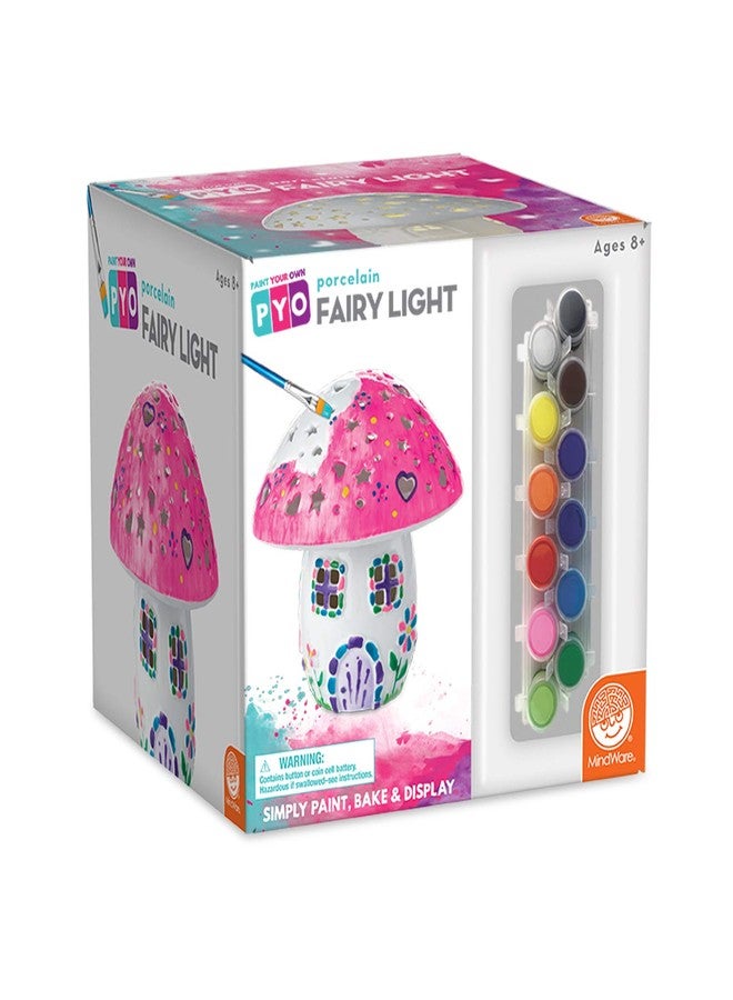 MindWare Paint Your Own Fairy Mushroom House Light - Craft Kit Includes 2 Tea Lights, Paint, Brushes and Instruction Guide - Image 1