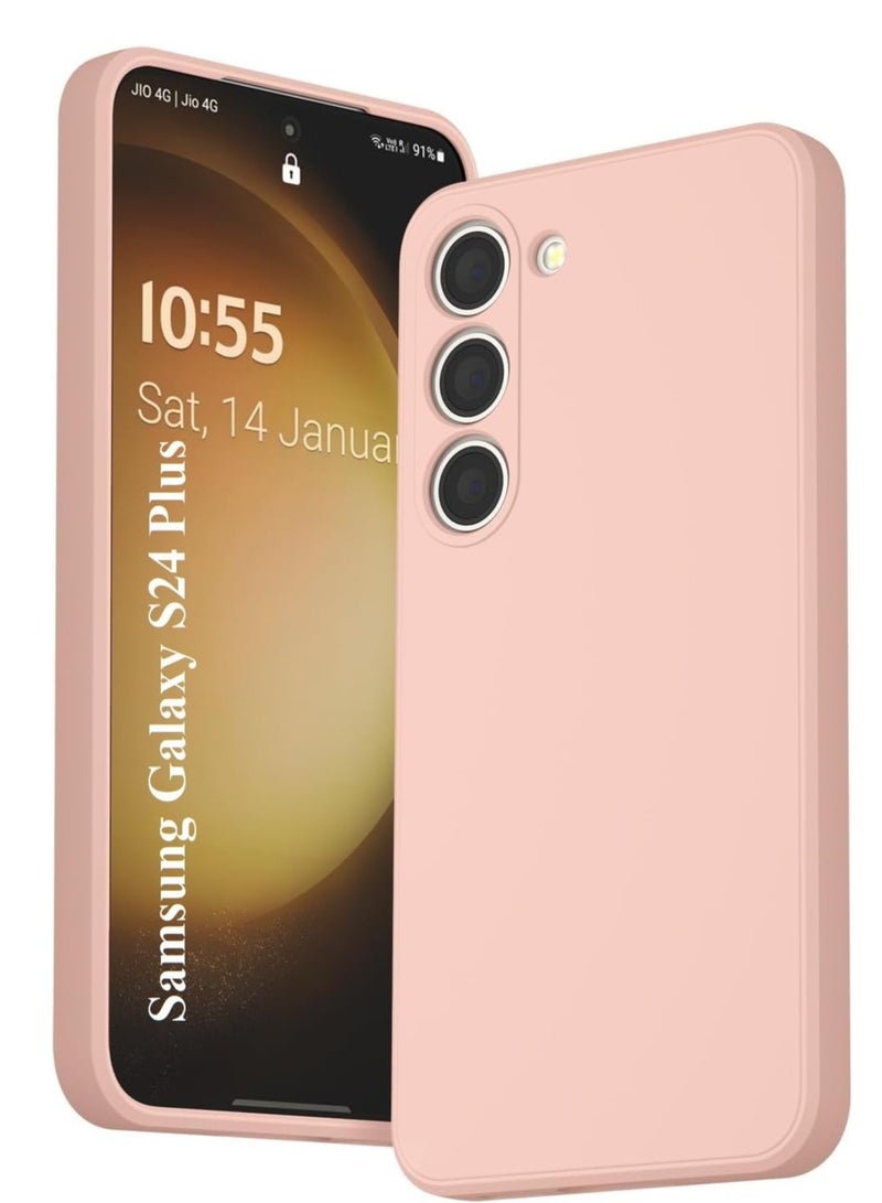 MIGOFAST Samsung Galaxy S24 Plus Soft Silicone Gelly Rubber Cover Shockproof Matte Finish Back Cover Inner Fabric Lining with Camera Protection Case Pink - Image 1