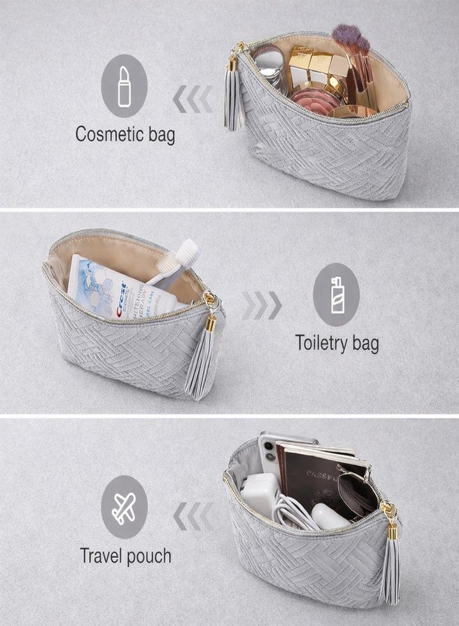 Lyrovo Makeup Organizer Bag Large Capacity Travel Make Up Bag for Cosmetics Vertical Storage Toiletry Bag for Skincare (LY-180-MP, Grey) - Image 5