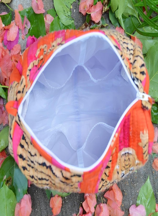 INDACORIFY 100% Cotton Block Print Cosmetic Toiletry Bags Boho Beauty Toiletry Kits Travel Case Pouch for Women's Printed Cotton Tote Bag (Pattern- 2) - Image 4