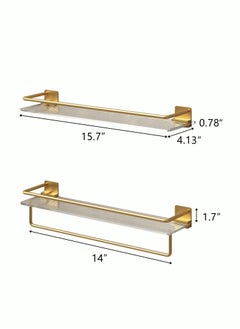 Acrylic Floating Shelves Wall Mounted Hanging Shelves with Golden Towel Rack Decorative Storage Shelves for Bathroom Kitchen Living Room & Bedroom- Set of 2 - pzsku/Z1A7D0D2C083881369E53Z/45/_/1735526474/04e53189-738a-45a6-9a5e-4c76a2fdd316