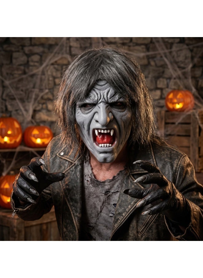 Brain Giggles BrainGiggles Scary Wolf Halloween Mask, Durable, Adjustable Full Face Halloween Costume Mask for Men & Women, Masquerade & Halloween Cosplay Party Face Cover for Adults, (Scary Wolf Mask) - Image 3