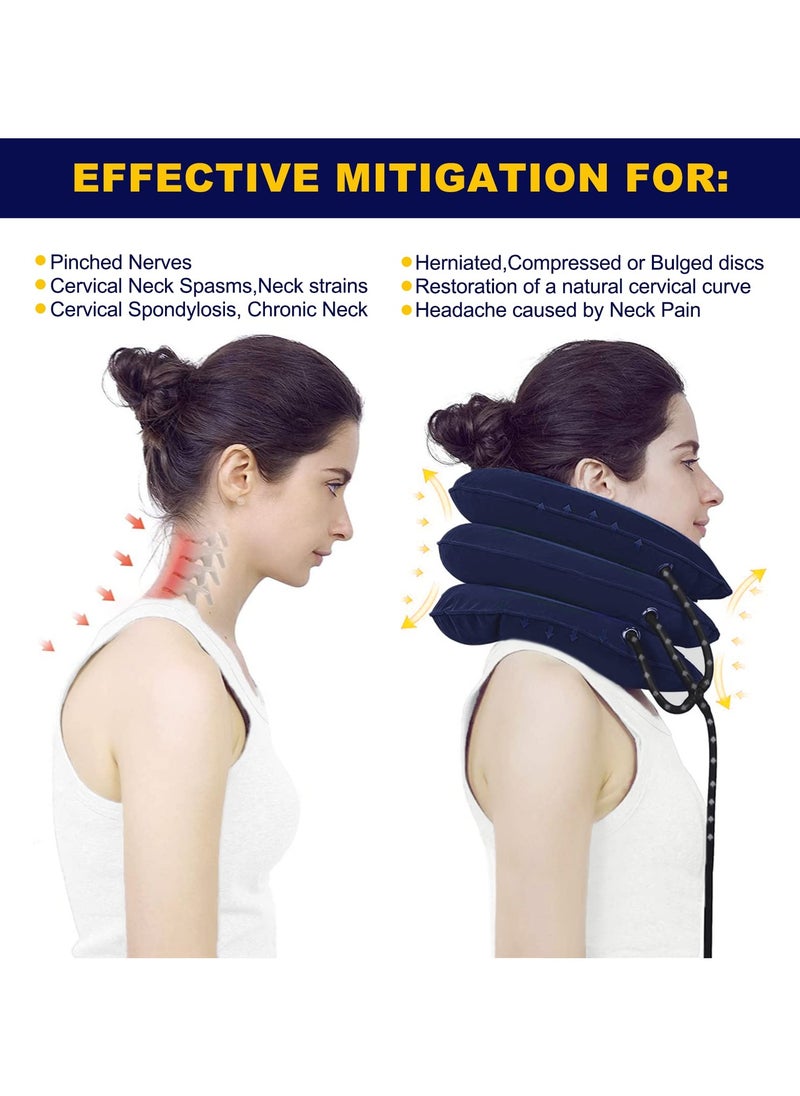 Chabeia Cervical Neck Traction Device, Neck Pain Relief, Adjustable, Inflatable ,Neck Stretcher, Neck Brace, Neck Traction Pillow ,for Neck Decompression ,and Neck Tension Relief (Blue)  - Image 4