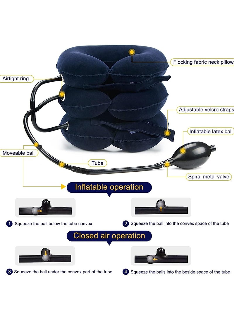 Chabeia Cervical Neck Traction Device, Neck Pain Relief, Adjustable, Inflatable ,Neck Stretcher, Neck Brace, Neck Traction Pillow ,for Neck Decompression ,and Neck Tension Relief (Blue)  - Image 2