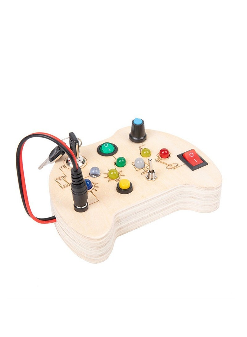 Wooden toy LED switch analog circuit board busy board early education educational toys - Image 1