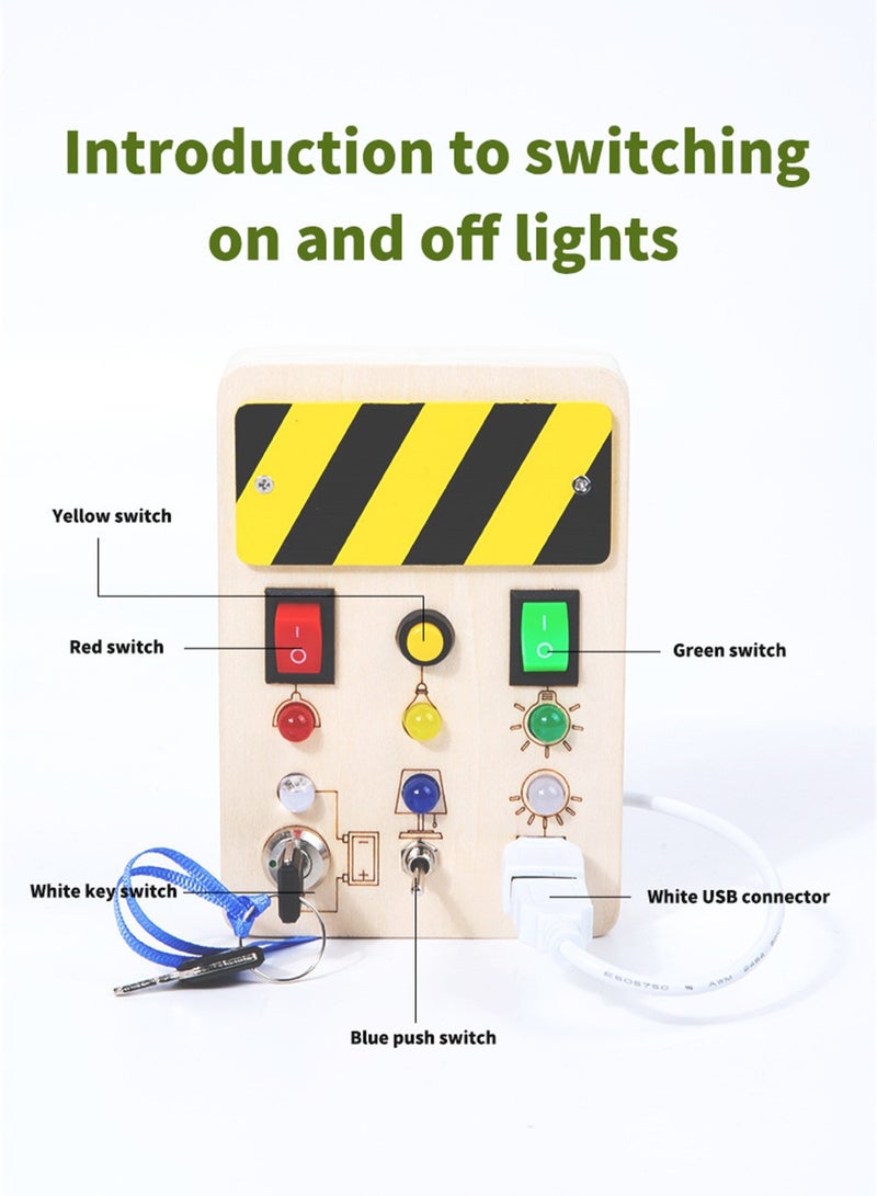 Wooden toy LED switch analog circuit board busy board early education educational toys - Image 4