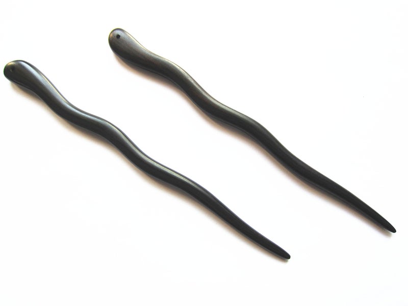 Myhsmooth Zz-bg-charming 2 Count Hair Sticks Natural Ebony (Black Sandalwood) Handmade Carved Hair Clip Shawl Hair Pins Pack of 2 Pcs :Charming - Image 2