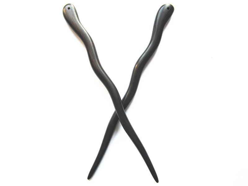 Myhsmooth Zz-bg-charming 2 Count Hair Sticks Natural Ebony (Black Sandalwood) Handmade Carved Hair Clip Shawl Hair Pins Pack of 2 Pcs :Charming - Image 1