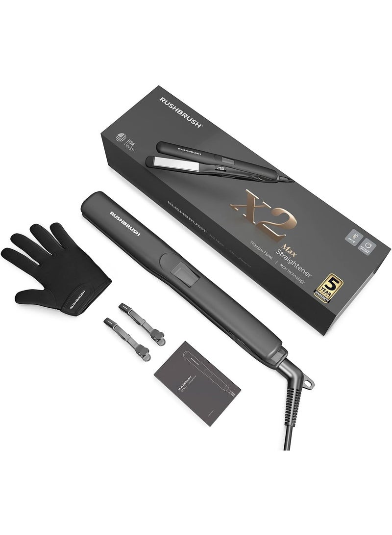 راش براش أداة فرد الشعر X2 ماكس بالواح تيتانيوم 250 درجة مئوية 18 مستوى حرارة الواح سريعة التسخين - أسود - Image 1