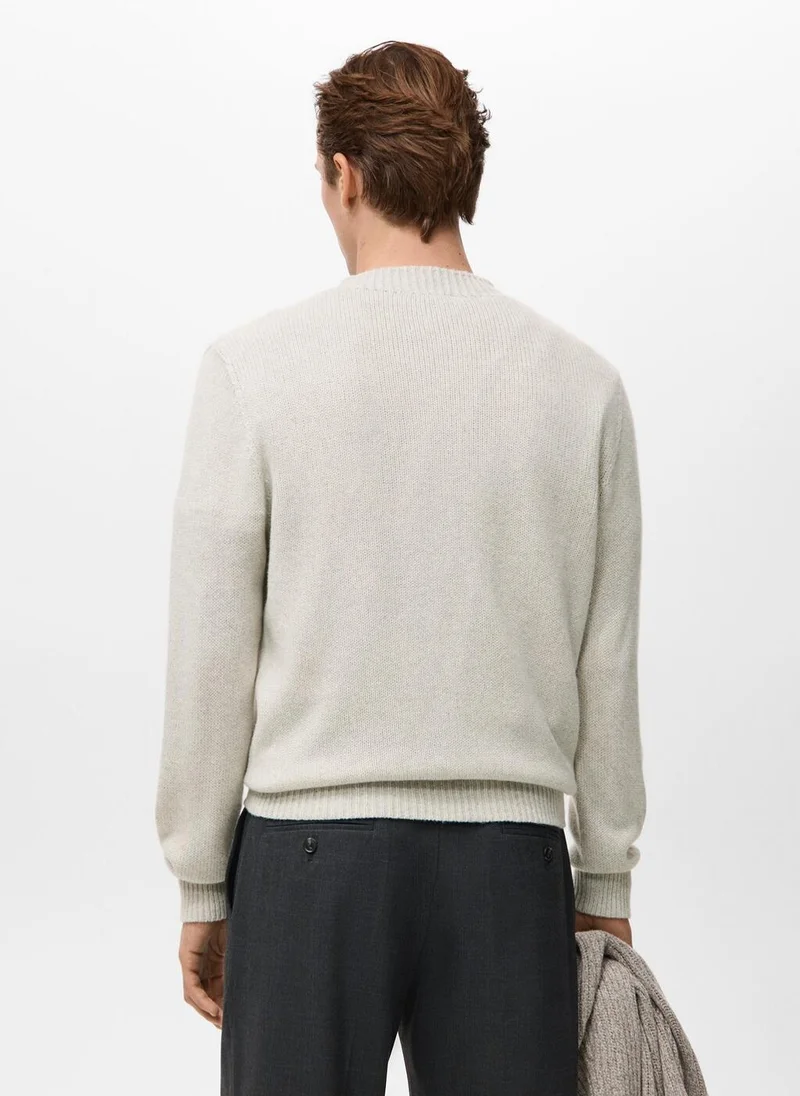 Mango Man Ribbed-neck wool-blend sweater