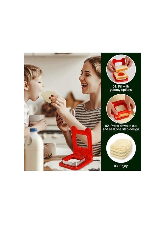DINOS DINOS Uncrustables Sandwich Maker Square Shape Sandwich Cutters for Kids Lunch Sandwich Cutter and Sealer Stainless Steel Baking Tools Sandwich Pocket Bread Mold Great for Lunchbox and Bento Box  - Image 5