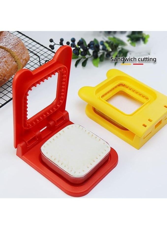 DINOS DINOS Uncrustables Sandwich Maker Square Shape Sandwich Cutters for Kids Lunch Sandwich Cutter and Sealer Stainless Steel Baking Tools Sandwich Pocket Bread Mold Great for Lunchbox and Bento Box  - Image 2