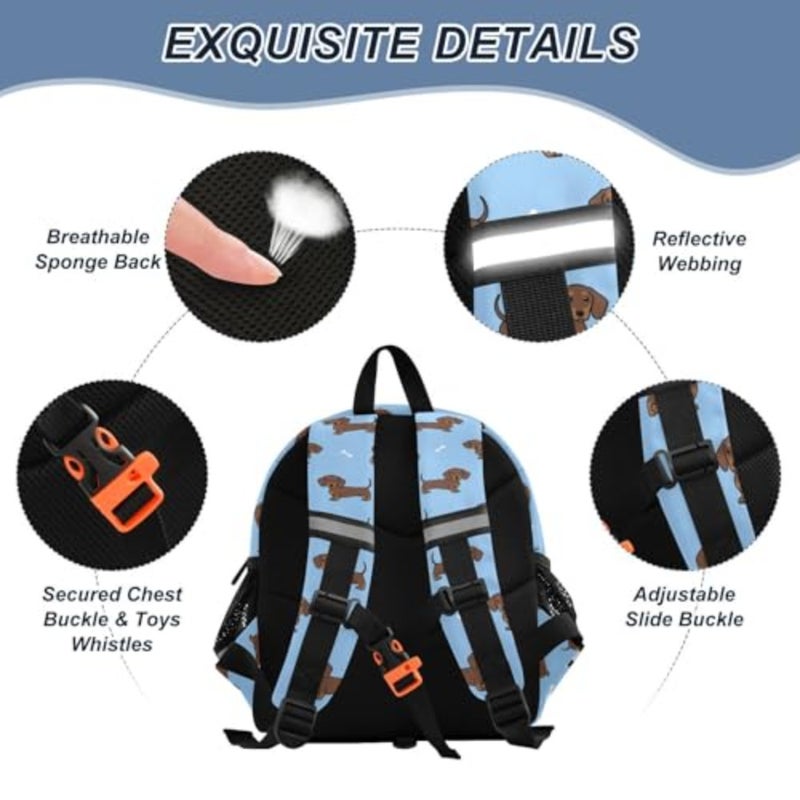 Cute Dachshund Dog Backpack Leash Preschool Backpack Toddler Backpacks for Girls Boys 3-6 Anti-Lost Baby Harness M - Image 3