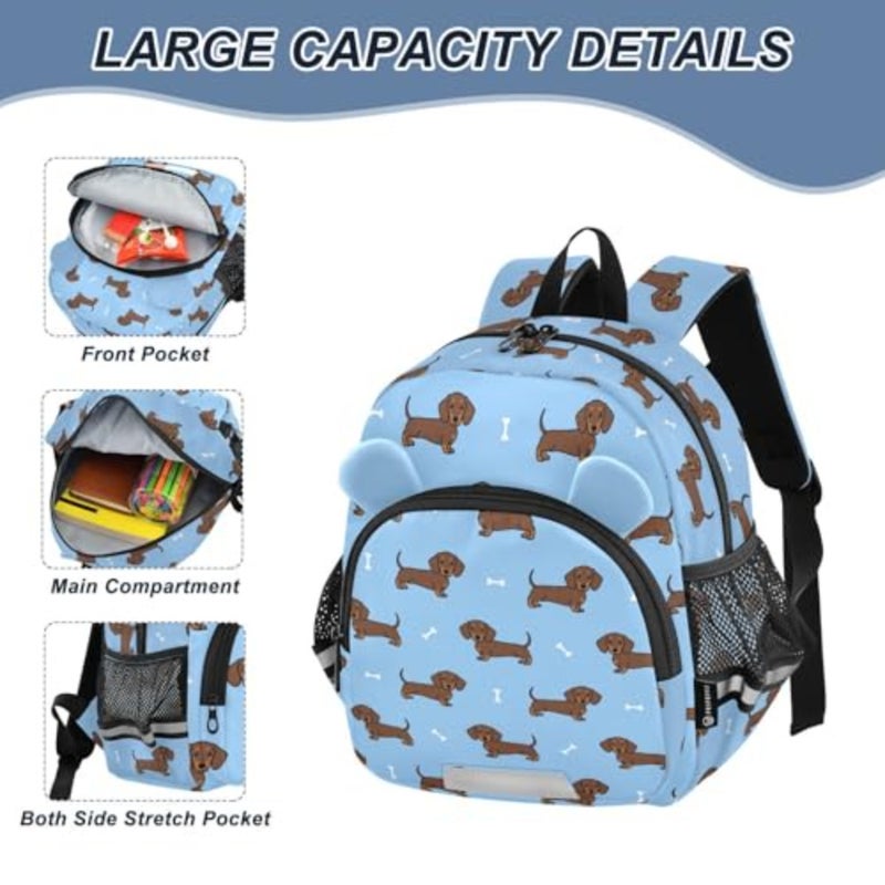 Cute Dachshund Dog Backpack Leash Preschool Backpack Toddler Backpacks for Girls Boys 3-6 Anti-Lost Baby Harness M - Image 4