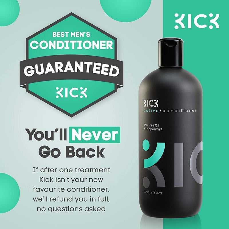 Kick Mens Conditioner - Tea Tree and Peppermint for Hair Loss - Proven High Performance Pro-Nourishing Mens Natural Anti Dandruff Treatment - 17oz - Image 5