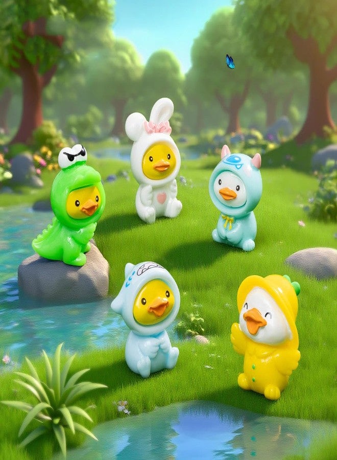 ARUNA DECOR Miniature Ducks Set of 5 for Fairy Garden Decor, Dollhouse Accessories, DIY Terrarium & Cake Decoration, Cute PVC Mini Animal Figurines for Home Decor & Gifting - Image 1