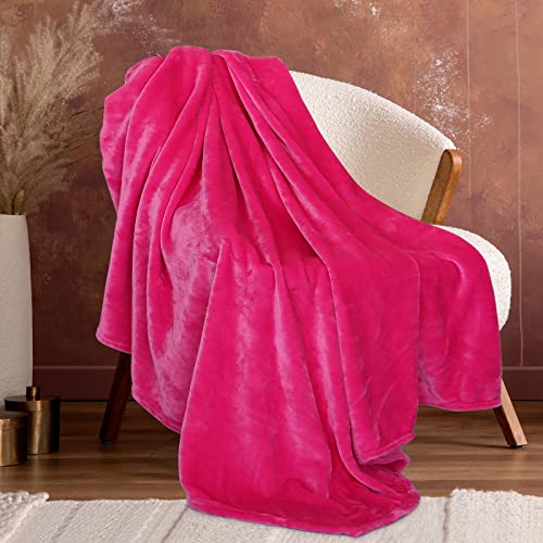 cagulax Fleece Pink Throw Blanket for Couch Cozy Soft Throws Lightweight Fall Fuzzy Couch Chairs Sofa Bedroom Living Room 50x70 inch Boys Girls Adults Student - Image 1