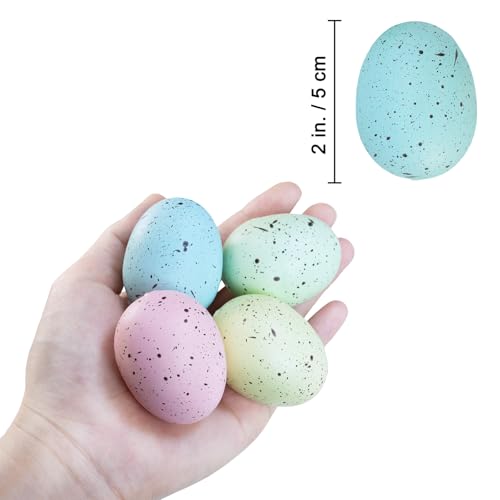 Winlyn 40 Pcs 5 Colors Artificial Easter Eggs Decorative Speckled Eggs Pastel Pink Green Blue Foam Eggs 2 for Easter Basket Spring Table Centerpieces Bowl Filler Seasonal Wreath DIY Craft Party Decor - Image 3