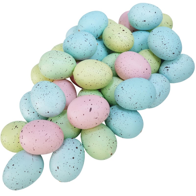 Winlyn 40 Pcs 5 Colors Artificial Easter Eggs Decorative Speckled Eggs Pastel Pink Green Blue Foam Eggs 2 for Easter Basket Spring Table Centerpieces Bowl Filler Seasonal Wreath DIY Craft Party Decor - Image 2