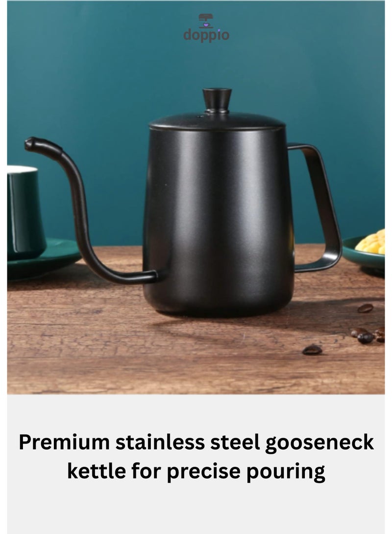 Doppio Stainless Steel Gooseneck Pour-Over Kettle – Matte Black, Precision Spout, Ergonomic Handle, Compatible with Gas, Electric & Induction Stovetops - Image 2