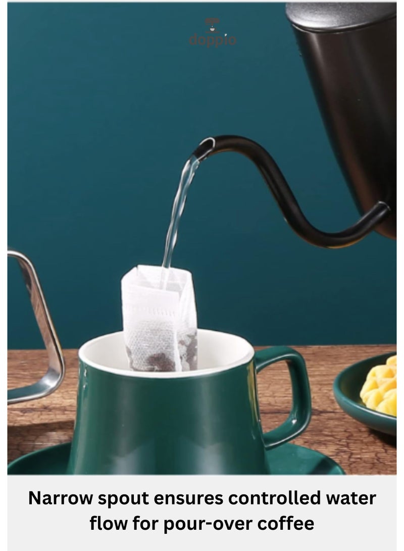 Doppio Stainless Steel Gooseneck Pour-Over Kettle – Matte Black, Precision Spout, Ergonomic Handle, Compatible with Gas, Electric & Induction Stovetops - Image 5
