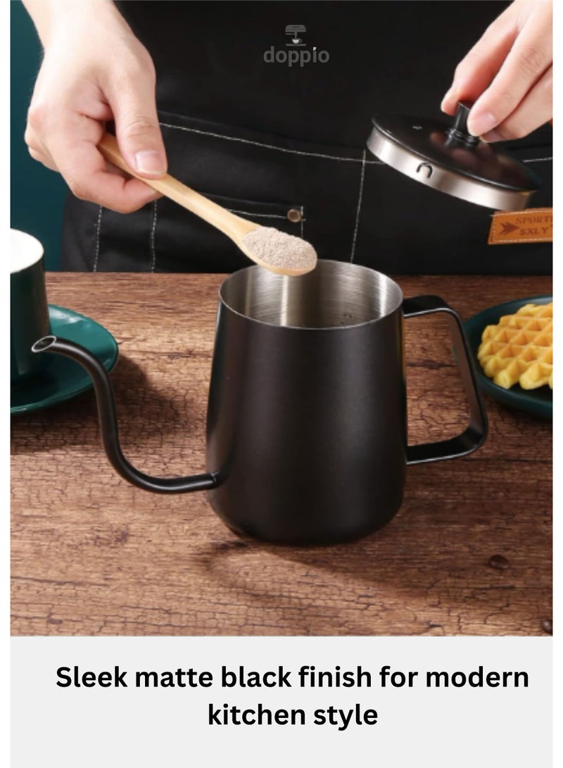 Doppio Stainless Steel Gooseneck Pour-Over Kettle – Matte Black, Precision Spout, Ergonomic Handle, Compatible with Gas, Electric & Induction Stovetops - Image 4