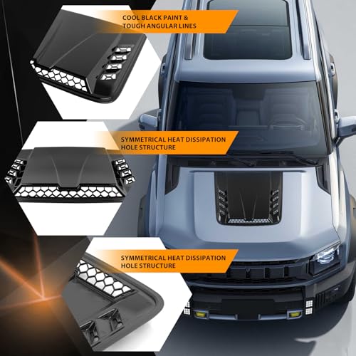 DEERMOTO Universal Car Hood Vent,Car Engine Hood Vents,Hood Scoop Air Vent for Trucks, Suit for Dodge Ram 1500 2500 3500,Chevy Silverado, F-150, F-250, F-350(Black) - Image 3