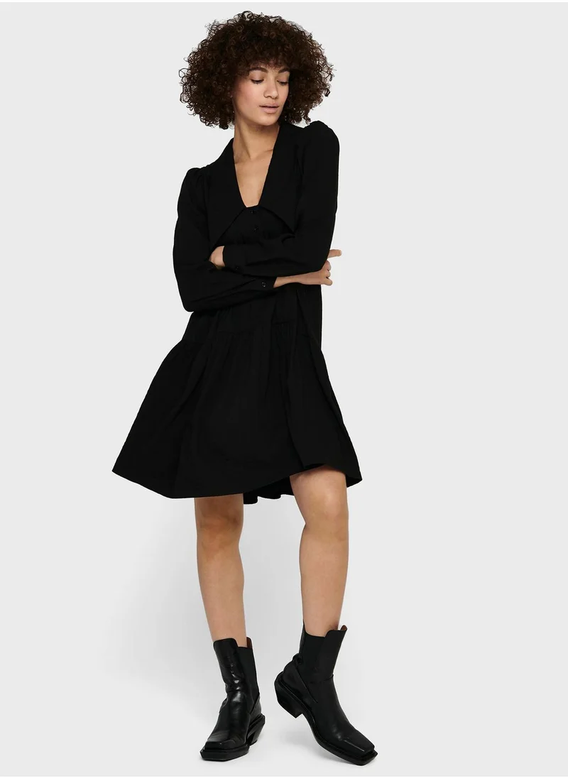 ONLY Pleated Puff Sleeve Dress