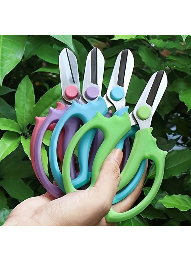 Blue Stainless Steel Garden Scissors Wide Blade Manual Pruning Floral Arrangements Home Gardening Tool - Image 2