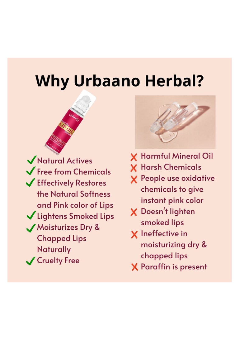 Urbaano Herbal Lip Serum Oil for Dark Dry Pigmented and Chapped Lips - Image 3