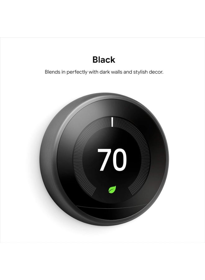 Google Nest Smart Learning Wi-Fi Programmable Thermostat, 3rd Gen, Mirror Black (T3018US) - Image 1