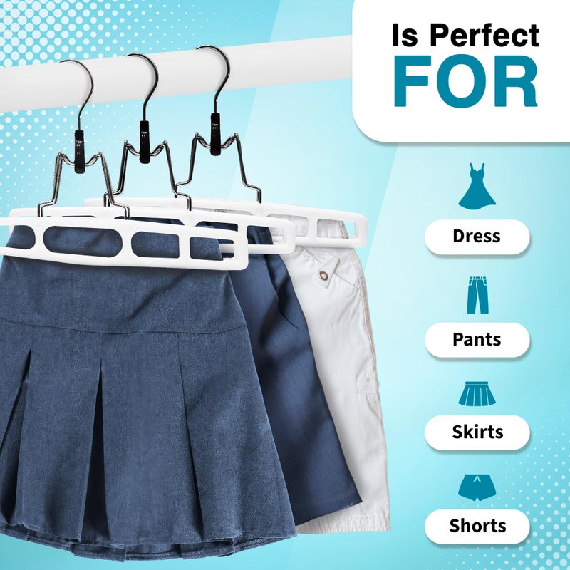 Deilsy 10 Pack Pants Hangers Skirt Hangers - Space Saving Pant Hangers With Locking Hook - Versatile Skirt Hangers For Closet Organization - White - Jean Hangers For Men And Women Heavy Duty Hangers - Image 3