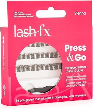 Lash FX Press Go PreGlued Cluster Lashes Vienna Flirty and fluffy adding wispy volume with an elegant touch perfect for a natural yet enhanced look 36 Clusters in 3 Lengths with Tweezers - Image 4