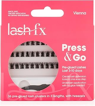 Lash FX Press Go PreGlued Cluster Lashes Vienna Flirty and fluffy adding wispy volume with an elegant touch perfect for a natural yet enhanced look 36 Clusters in 3 Lengths with Tweezers - Image 1