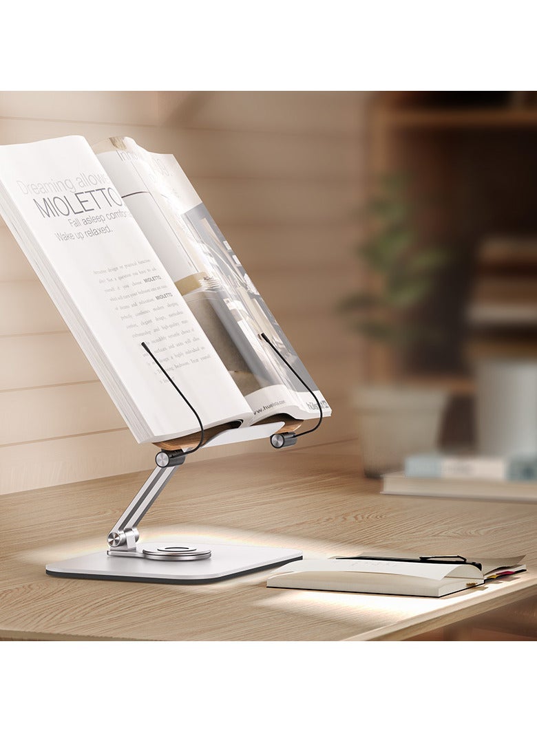Homex Ergonomic Bamboo Book Stand with Heavy-Duty Metal Base – Hands-Free Reading Holder with Adjustable Angles & Page Clips" - Image 3
