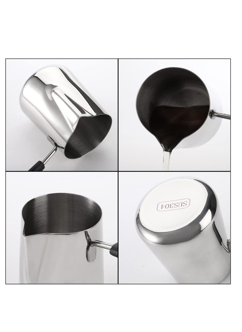Y&D Set of 2 Milk Butter Warmer Pot, 12oz/22oz Turkish Coffee Stovetop Chocolate Melting Pan, Cezve Ibrik Briki Greek Arabic Maker for Maple Syrup, Sauce Heating, 18/8 Stainless Steel  - Image 5