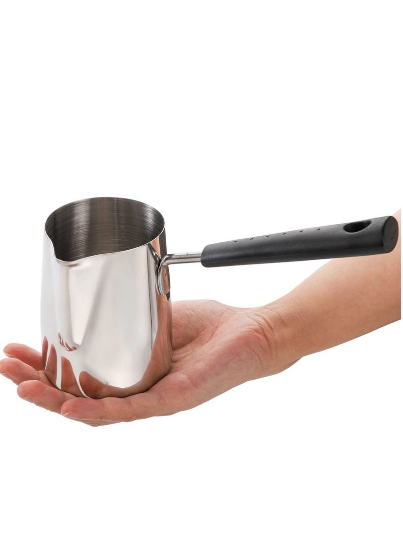 Y&D Set of 2 Milk Butter Warmer Pot, 12oz/22oz Turkish Coffee Stovetop Chocolate Melting Pan, Cezve Ibrik Briki Greek Arabic Maker for Maple Syrup, Sauce Heating, 18/8 Stainless Steel  - Image 3