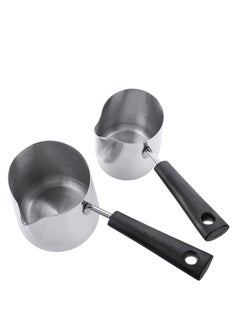 Y&D Set of 2 Milk Butter Warmer Pot, 12oz/22oz Turkish Coffee Stovetop Chocolate Melting Pan, Cezve Ibrik Briki Greek Arabic Maker for Maple Syrup, Sauce Heating, 18/8 Stainless Steel  - Image 4