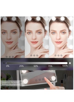 XiuWoo Smart Touch Control Electric Tabletop Makeup Mirror, Vanity Mirror with 12 Dimmable Bulbs LED Lights, Three Color Lighting Modes, 360°Rotation  - Image 2