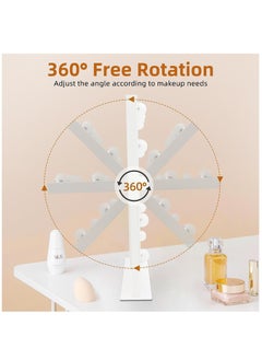 XiuWoo Smart Touch Control Electric Tabletop Makeup Mirror, Vanity Mirror with 12 Dimmable Bulbs LED Lights, Three Color Lighting Modes, 360°Rotation  - Image 4
