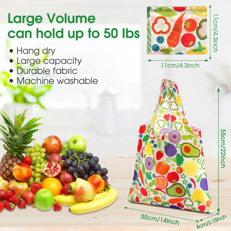 Eccliy 24 Pieces Reusable Grocery Bags Polyester Shopping Bags for Groceries Multi Colors Reusable Foldable Shopping Tote (Fruits Style) - Image 2