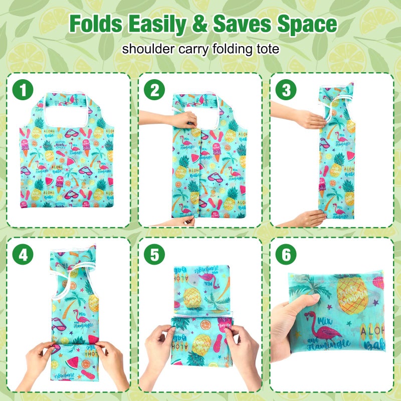 Eccliy 24 Pieces Reusable Grocery Bags Polyester Shopping Bags for Groceries Multi Colors Reusable Foldable Shopping Tote (Fruits Style) - Image 3