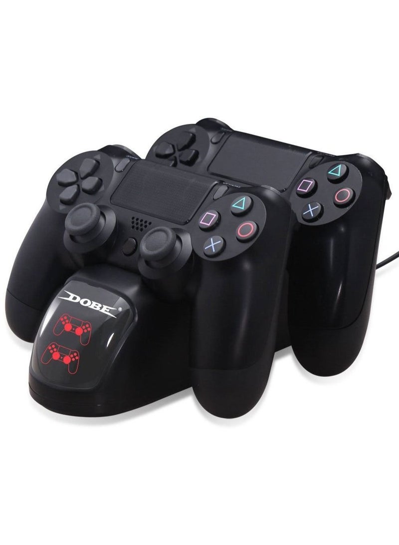 DOBE Dual Charging Station for PS4 Controllers, Fast & Smart Charging, Sleek Modern Design & Slim - Charging Adapter with Micro Cable (Black, TP4-1781) - Image 1