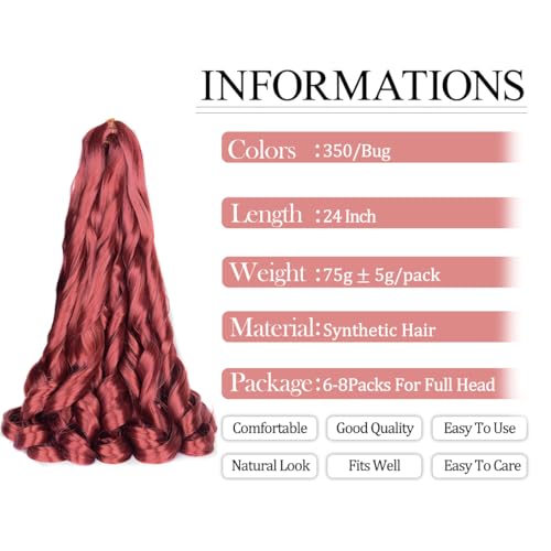 Luoyudu French Curl Braiding Hair 24 inch Loose Wavy 8 Packs Bouncy Braiding Hair extensions 350BUG 75gPack French Curls Synthetic Hair Extensions24inch8packs350BUG - Image 3