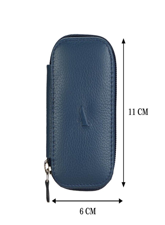 Adamis Genuine Leather Keychain Holder Pouch, Key Case, Soft Strong and Compact Organizer and Wallet with Zip Closure for Extra Safety and Key Holder 6 Hooks W55 Blue, Size 6 x 11 cm - Image 5